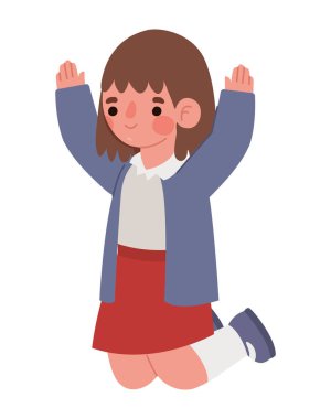 cute school girl over white