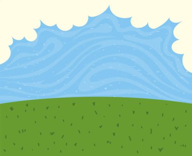 grass landscape illustration with blue sky