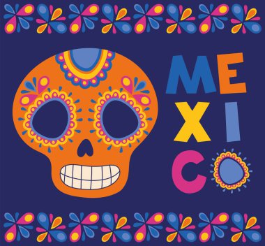 mexican skull poster with lettering