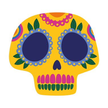 colored mexican skull over white