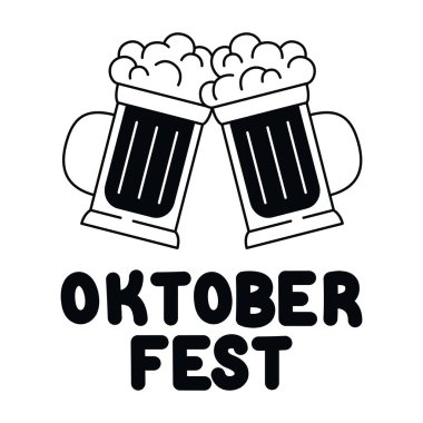 oktoberfest lettering design with beer mugs