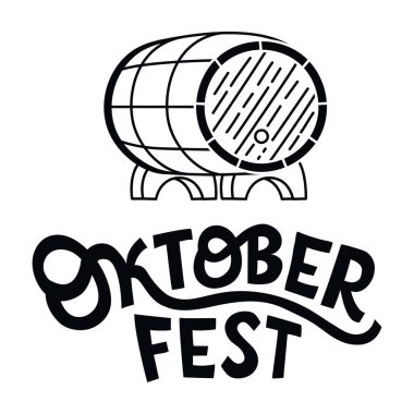 oktoberfest lettering illustration with barrel
