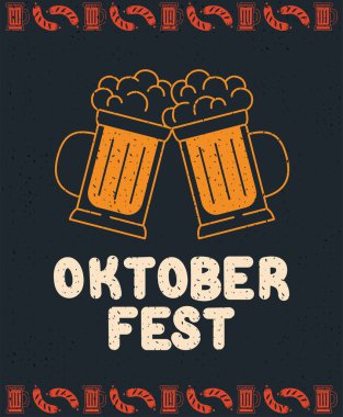 card of oktoberfest with beer mugs