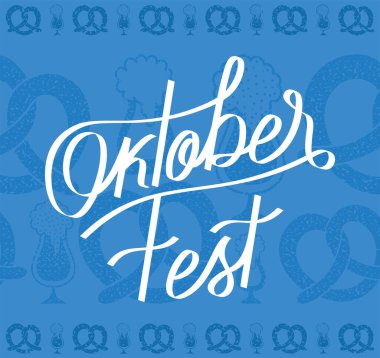 oktoberfest lettering poster over blue