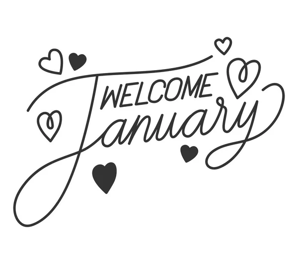 Design Welcome Junuary Lettering — Vetor de Stock