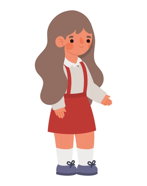 Cute Schoolgirl Illustration White — Stockvektor