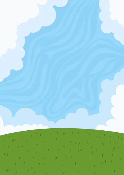 Grass Landscape Design Blue Sky — стоковый вектор