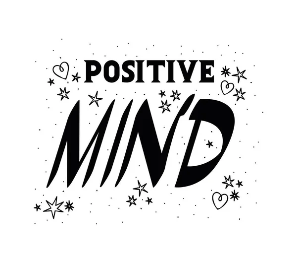 Lettering Positive Mind White — стоковый вектор