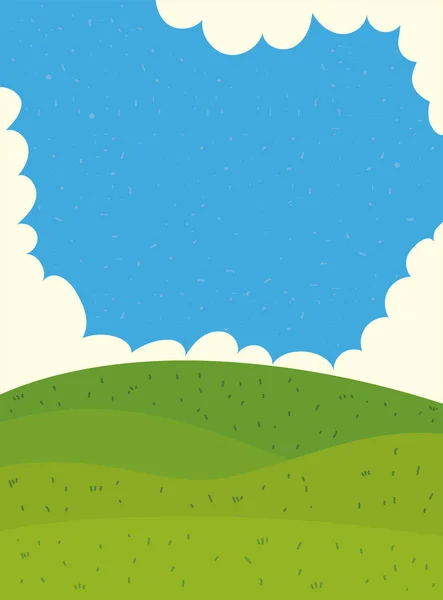 Grass Landscape Card Blue Sky — ストックベクタ