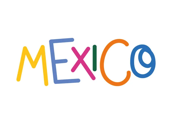 Colorful Mexico Lettering White — Vector de stock