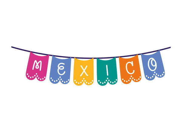 mexican garlands design over white
