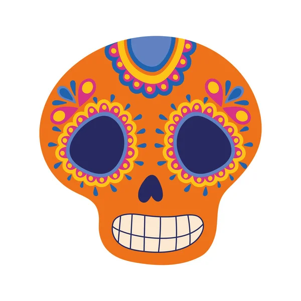 Colorful Mexican Skull White — Vector de stock