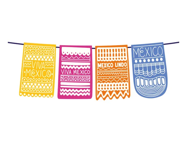 Mexican Garlands Illustration White — Vector de stock