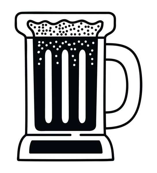 Μπύρα Γυαλί Εικονίδιο Πάνω Από Λευκό — Διανυσματικό Αρχείο