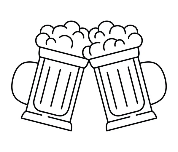 Beer Mugs Design White — ストックベクタ