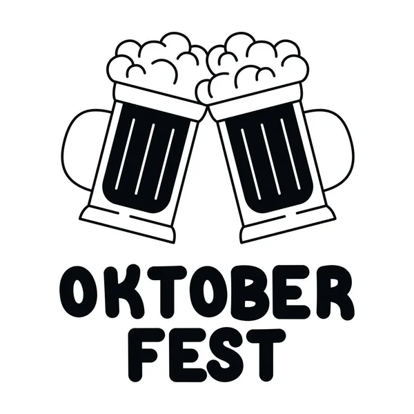 Oktoberfest Lettering Design Beer Mugs — Archivo Imágenes Vectoriales