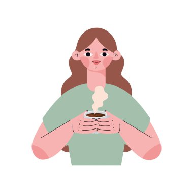 lady with coffee over white