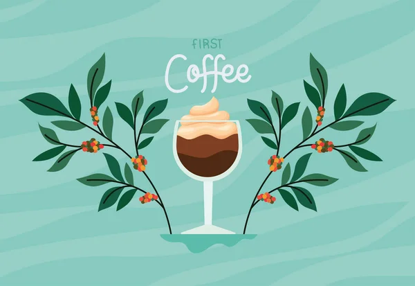 Poster First Coffee Coffee Cup — Stockvector