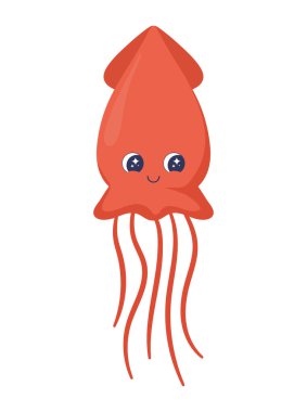 cute squid design over white