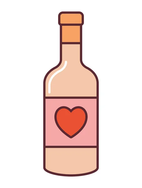 Wine Bottle Heart White — Stock Vector