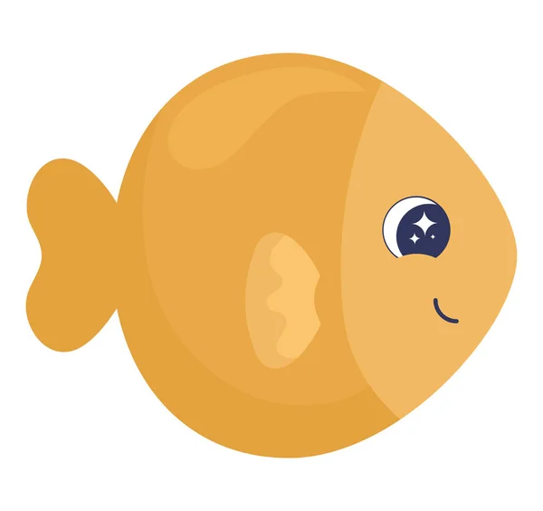 Cute Golden Fish White — Stok Vektör