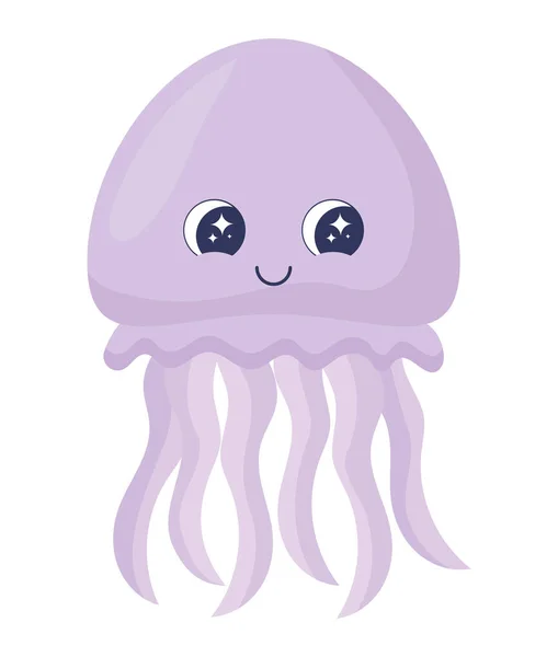 Cute Jellyfish Design White — Stock Vector