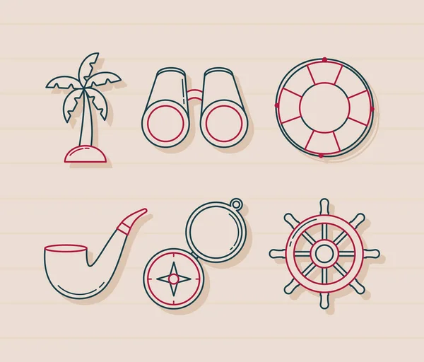 Poster Nautical Icons Bundle — Vettoriale Stock