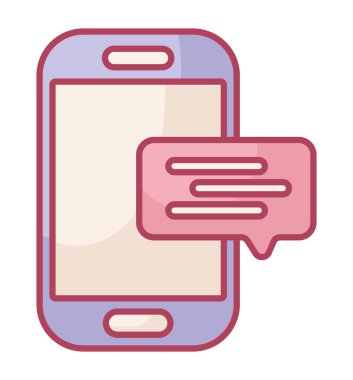 smartphone with talk bubble over white