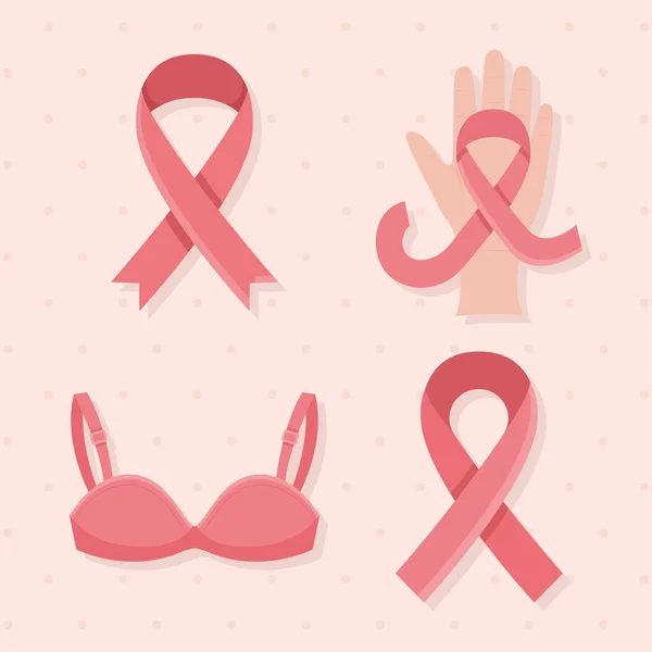 Poster Breast Cancer Items Set — 图库矢量图片