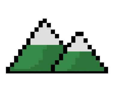 beyaz üzerine pikselleştirilmiş dağ tasarımı