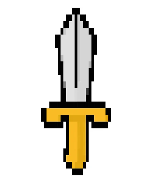 Pixelated Sword Design White — Stock Vector