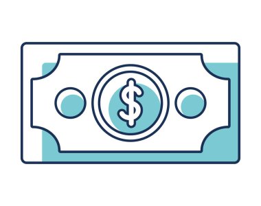 colored dollar bill over white