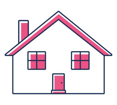 colored house icon over white