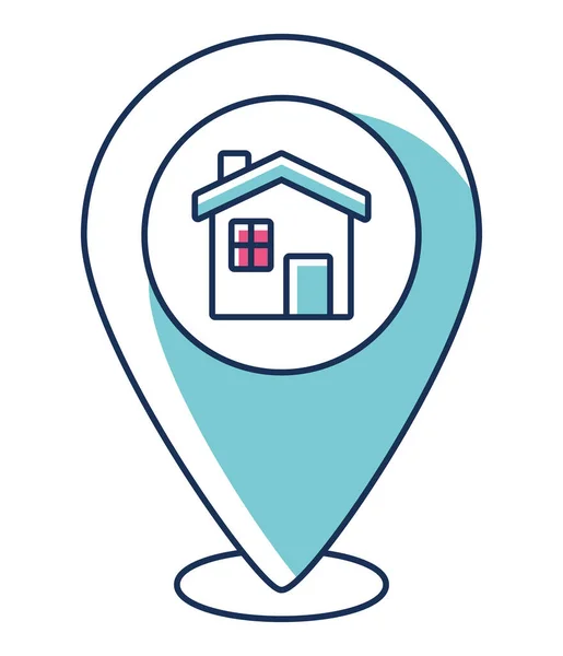 Blue Location Pin House — Vector de stock