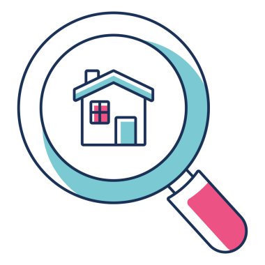 loupe with a house over white