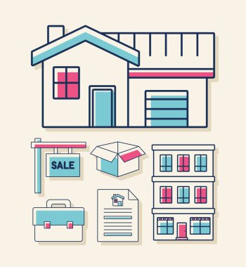 poster of real estates items set