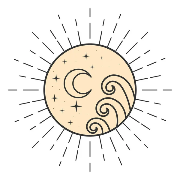Mystick Sun Moon White — Vettoriale Stock