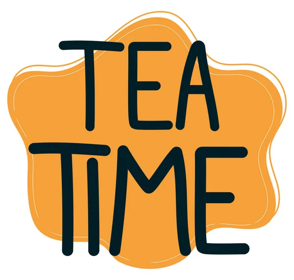 Tea Time Lettering White — Stock Vector