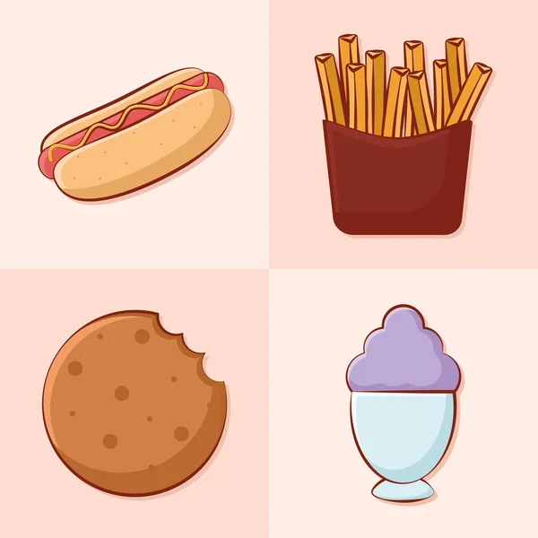 Poster Fast Food Items Group — Stock Vector