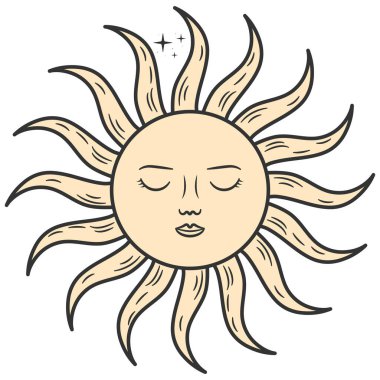 mystic sun illustration over white