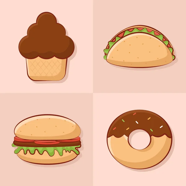 Poster Fast Food Items Set — Wektor stockowy