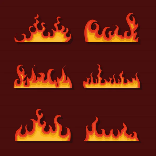 Poster Colored Flames Set — Vector de stock