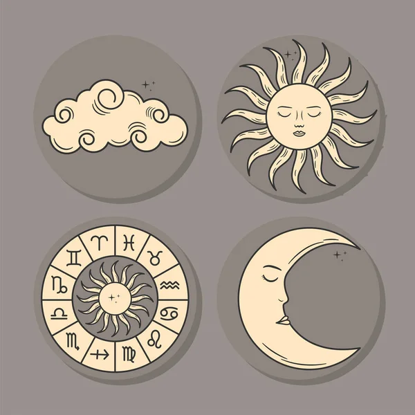 Poster Astrology Icons Set — 스톡 벡터