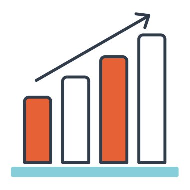 Renkli çubuk grafiği beyaz üzerine