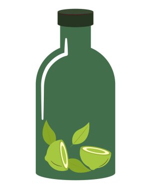 limon ve şifalı otlar beyaz yerine içecek şişesi