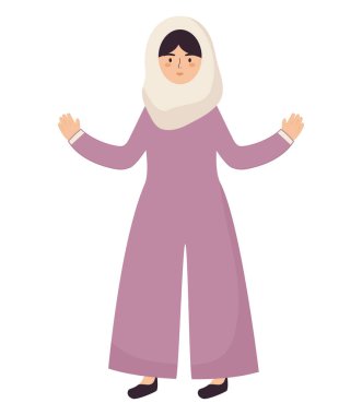 Müslüman kadın illüstrasyonu beyazın üstünde