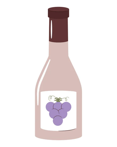 Пляшка Виноградного Напою Над Білим — стоковий вектор