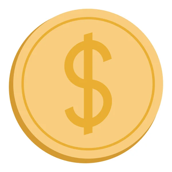 Moneta Con Simbolo Del Dollaro Sul Bianco — Vettoriale Stock