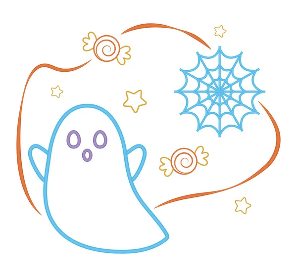 Fantôme Halloween Bonbons Sur Blanc — Image vectorielle