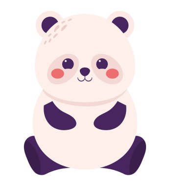 Beyaz üzerinde sevimli renkli panda